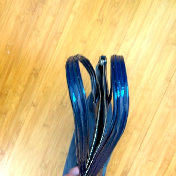 Coach Navy Blue Laura Signature Nylon/Patent Leather Tote - Picture 4 of 10